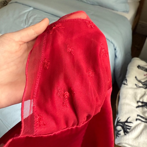 VINTAGE red lace/mesh babydoll midi slip lingerie dress - Picture 2 of 8